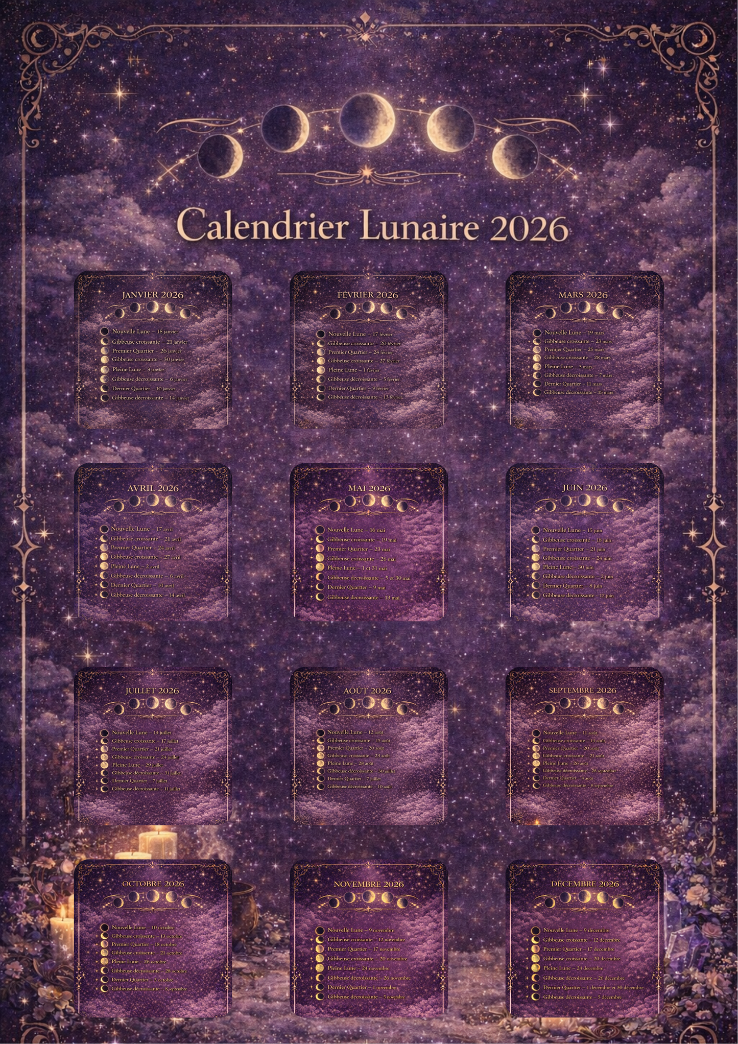 🌙 Calendrier Lunaire 2026 – PDF à télécharger gratuitement