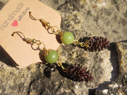 Boucles d'oreilles aulnes & pierres