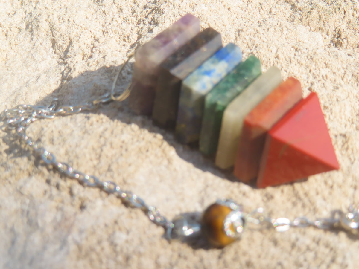 Pendule 7 Chakras en pierres naturelles